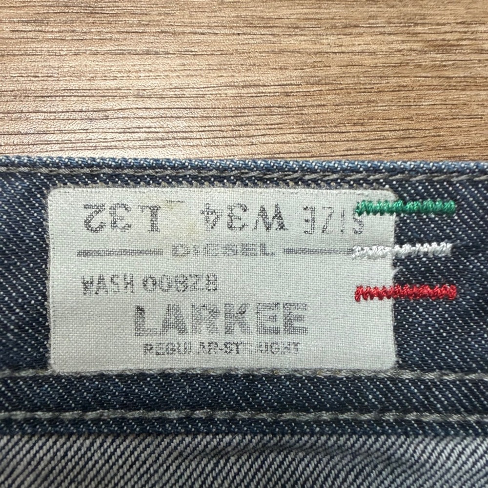 Diesel Larkee Jeans Mens 34x32 Blue Regular Straight Leg Dark Wash Made In Italy - Picture 6 of 14